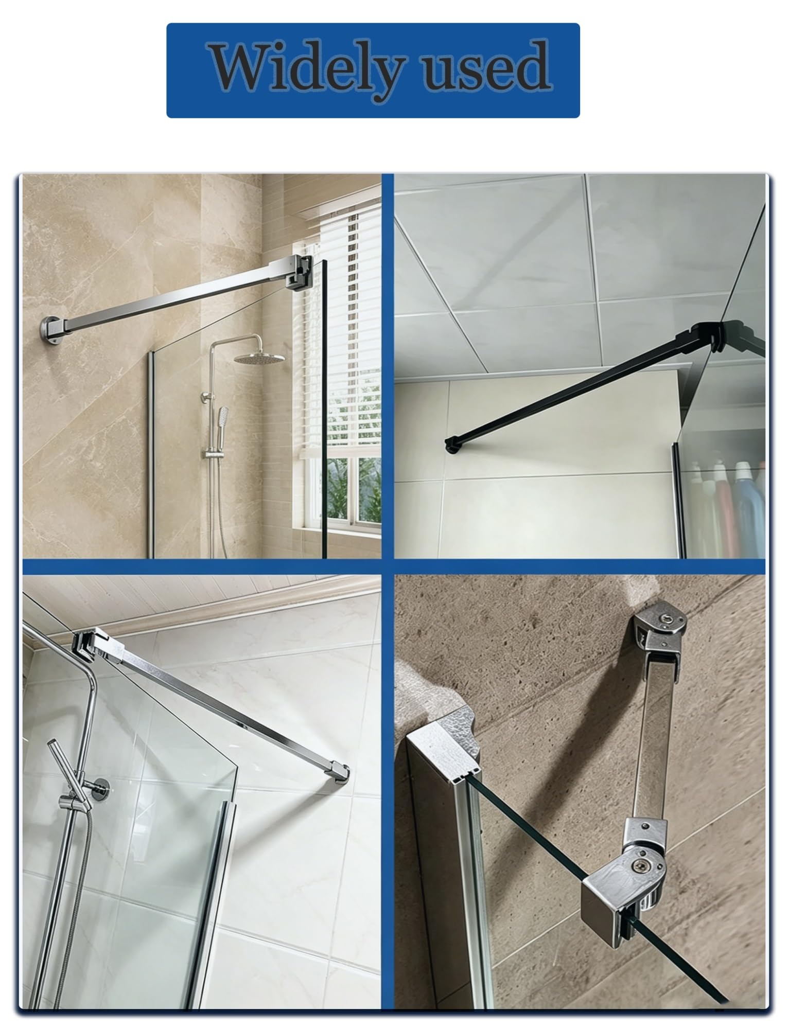 Regulowany czarny drążek do drzwi prysznicowych ze stali nierdzewnej 44 cale (112 cm) drążek do bezpiecznej instalacji, idealny do renowacji i modernizacji łazienki