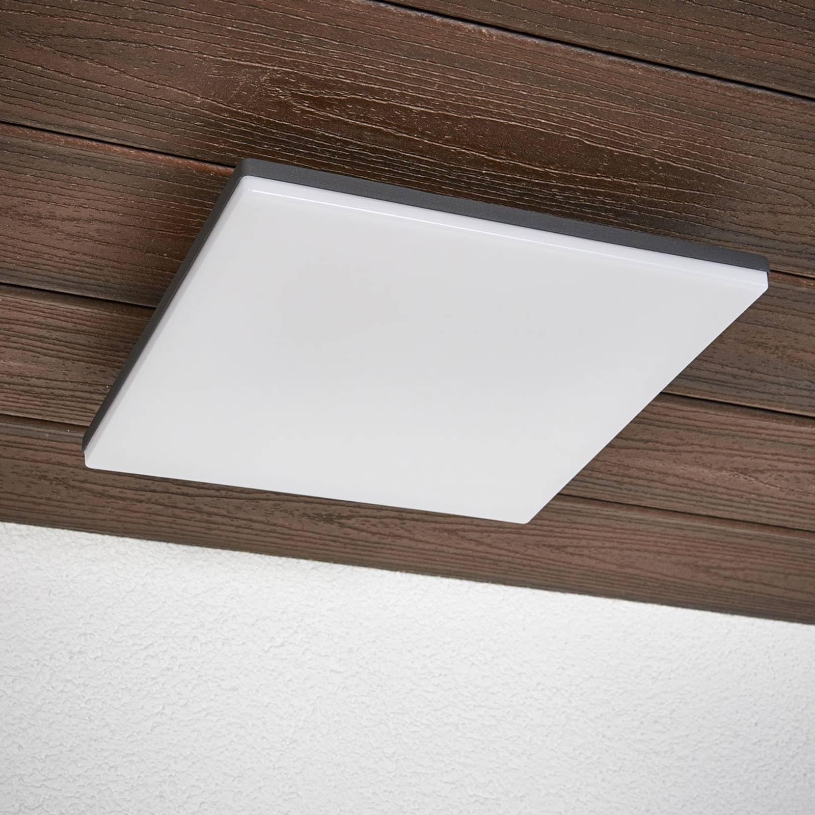 Lucande LED Deckenleuchten Henni mit Bewegungsmelder (Modern) in Alu (1 flammig,) - Außenleuchte für Garten Terasse Balkon & Haus Deckenleuchte