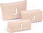 Vavabox A-Z Personalized Makeup Bag, Birthday Gifts for Women Mom, Gifts for Best Friend, Bride Bridesmaid Cosmetic Bag (White, A)