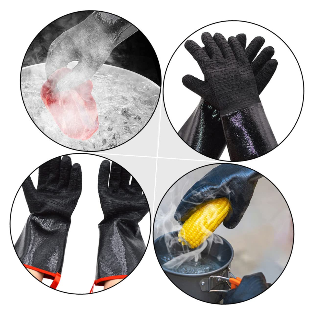 Tofficu Guanti da Forno Resistenti al Calore e Impermeabili in Neoprene Multipurpose e Lavabili in Lavatrice Nero per Cucina e Barbecue All'aperto