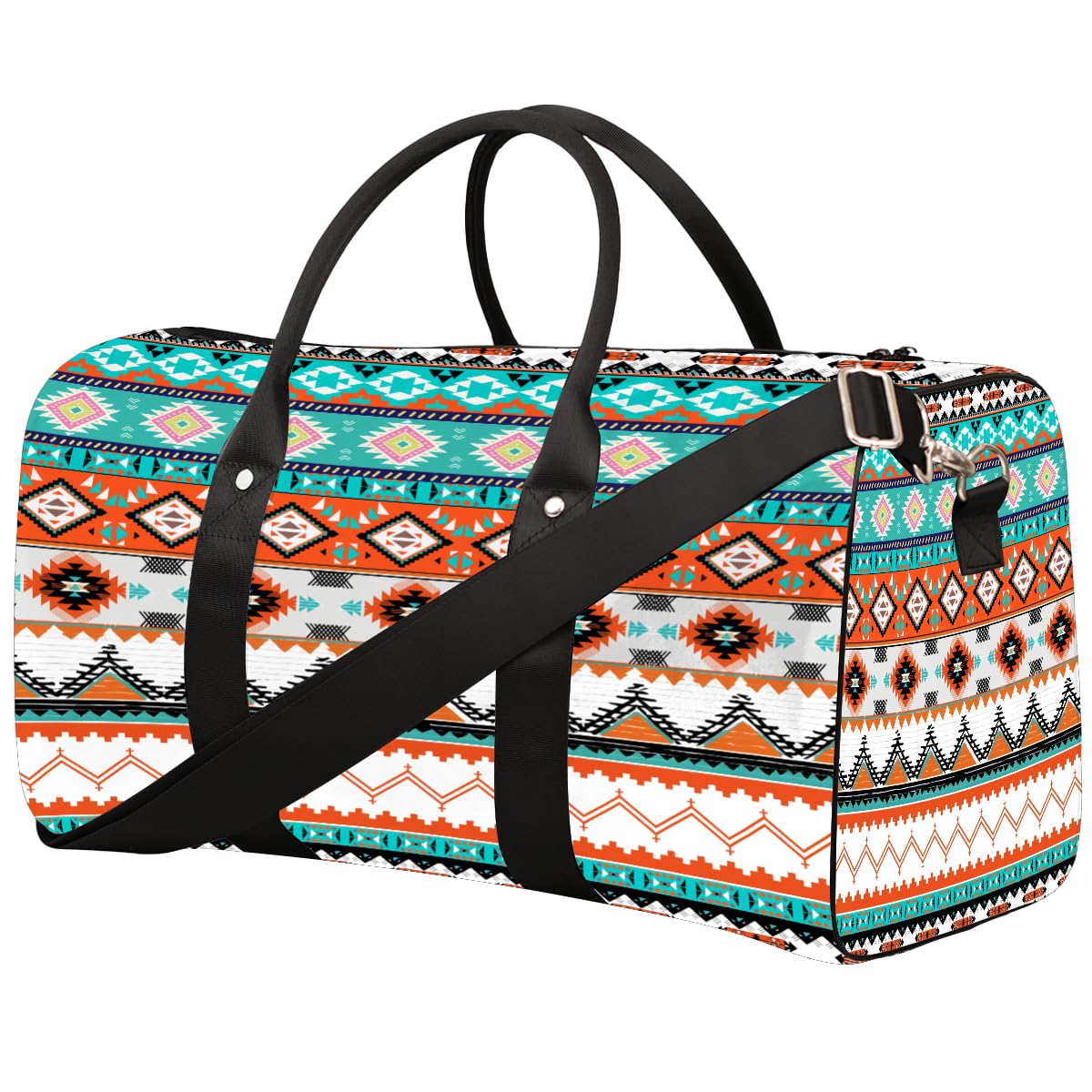 Travel Duffel Bag for Women Men Aztec Western Ethnic Geometry Sport Gym Tote Bag Lightweight Weekender Overnight Bag Workout Bag Waterproof Foldable