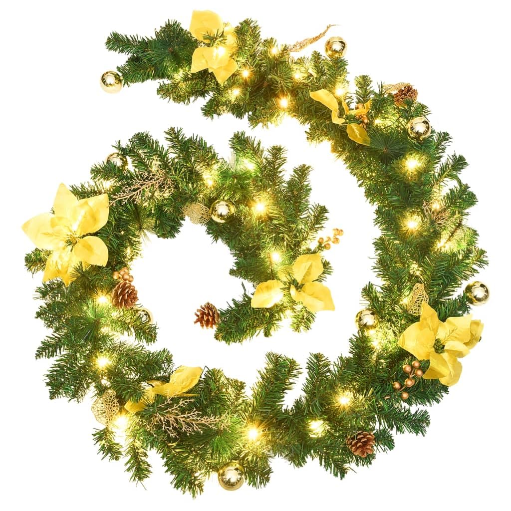lucine,luci da esterno a batteria,filo,catena luminosa esterno,Ghirlanda Natalizia con Luci a LED 2,7 m in PVC VerdeIdeal für Weihnachtsfeiern, Wandambiente