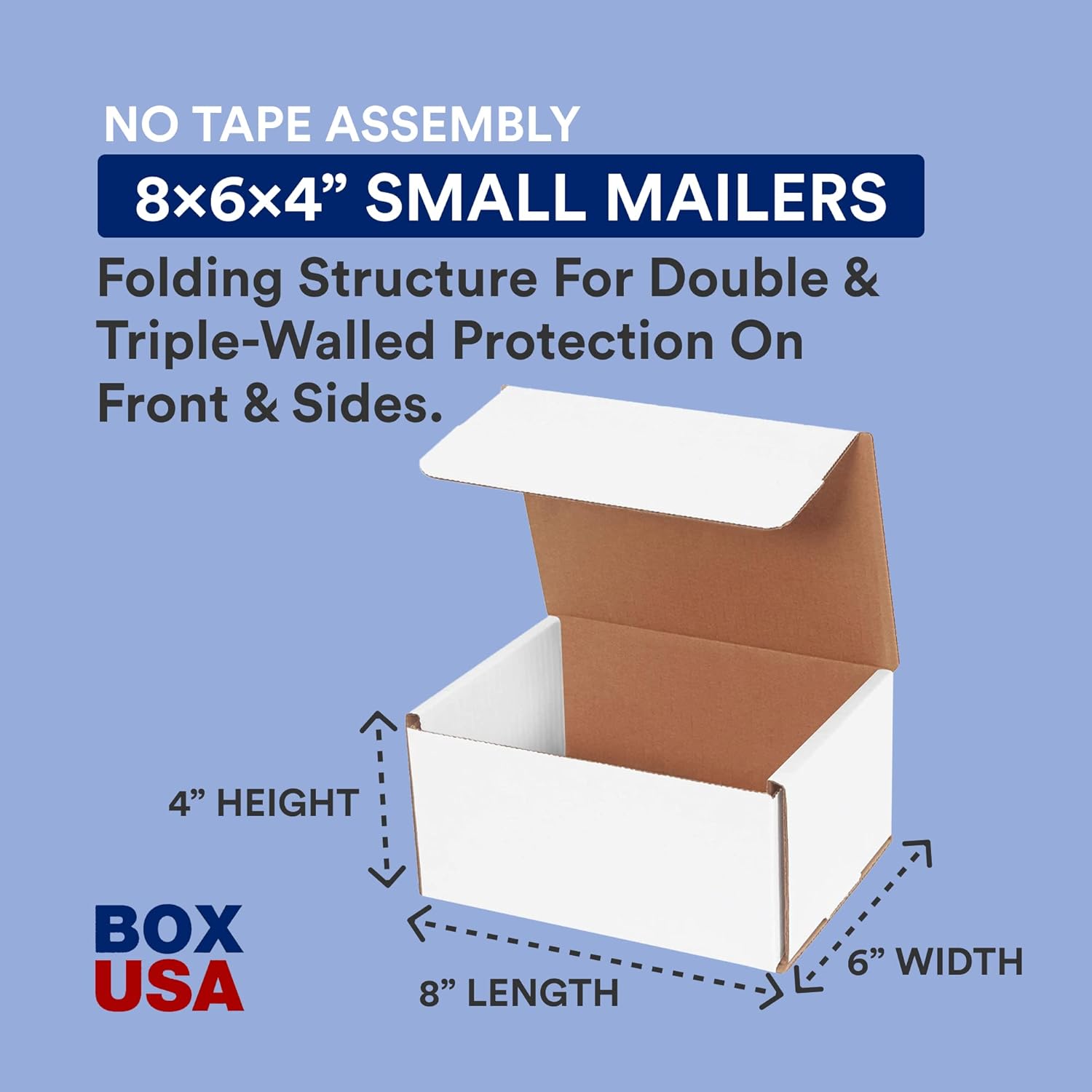 BOX USA Shipping Boxes Small 8"L x 6"W x 4"H, 50-Pack | Corrugated Cardboard Box for Packing, Moving and Storage