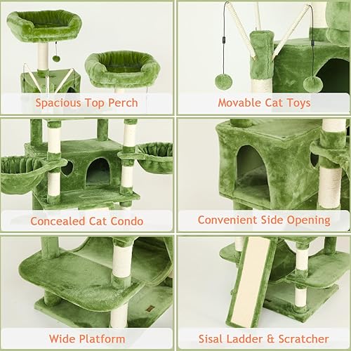 Miniatura 2 de KZLAA Árbol alto para gatos de 69 pulgadas, torre para gatos de varios niveles, soporte de escalada grande para gatos de interior, gatitos, con