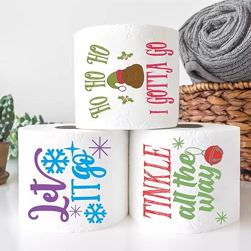 Miniatura 7 de Paquete de 4 rollos de papel higiénico de Navidad, divertidos regalos de broma, papel higiénico novedoso, rollo de papel higiénico navideño, bromas