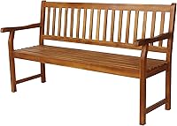 JONATHAN Y BNH101A Laurel 59.1" 3-Seat Slat-Back Acacia Wood Outdoor Bench - 600 lbs Capacity, Patio Garden Deck