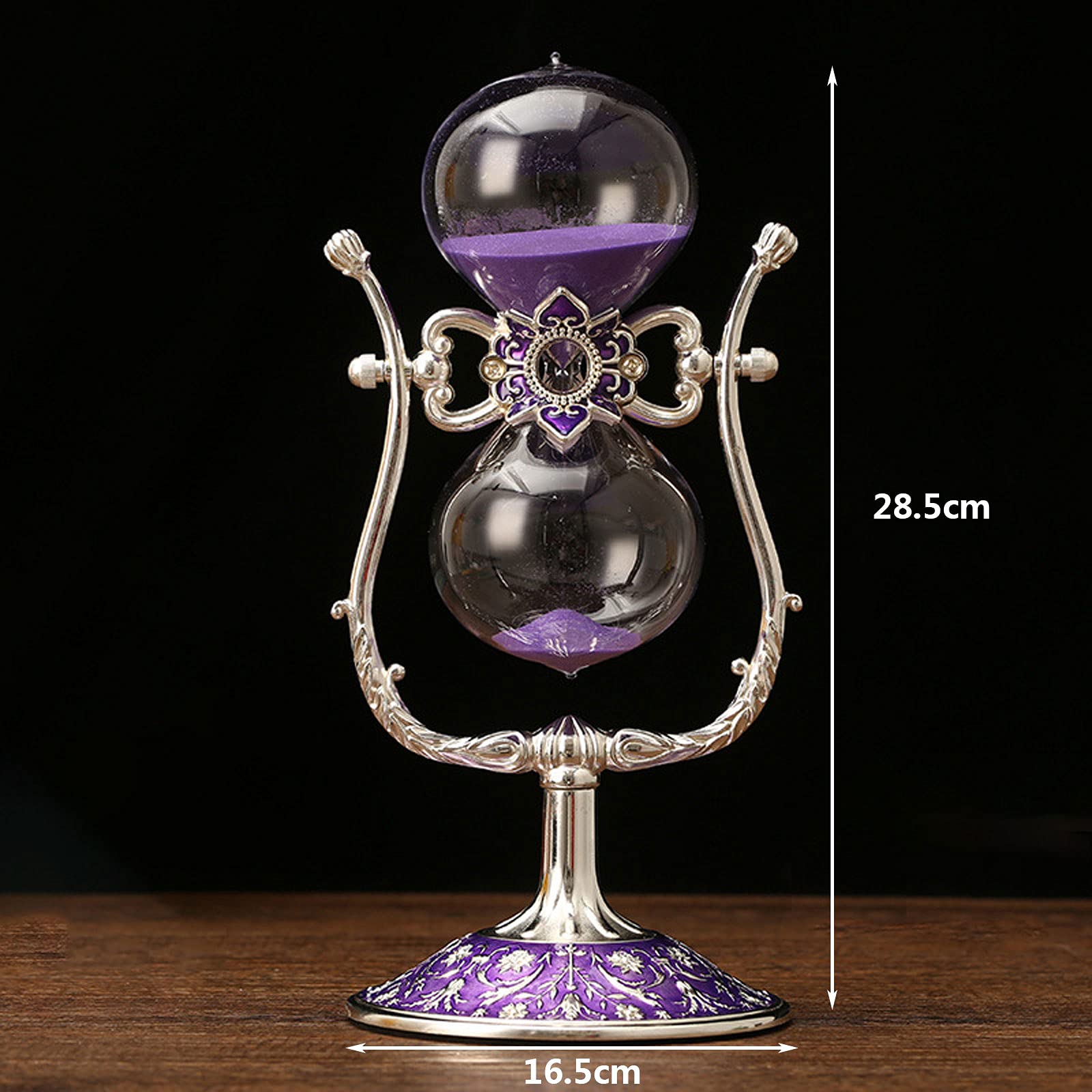 Reloj de Arena Asistente de gestión del Tiempo Temporizador de Reloj de Arena de Metal Vintage 15 Minutos / 30 Minutos / 60 Minutos Reloj de Arena Antiguo(Purple,60 Minutes)
