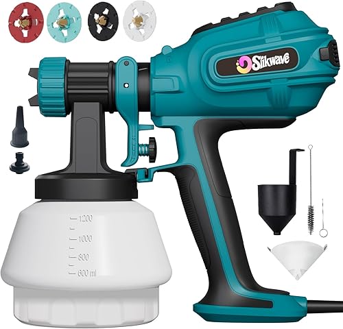 Miniatura 12 de Pulverizador de pintura, pistola de pulverización HVLP de 850 W con recipiente desmontable de 47.3 fl oz, pulverizadores de pintura eléctricos con 4
