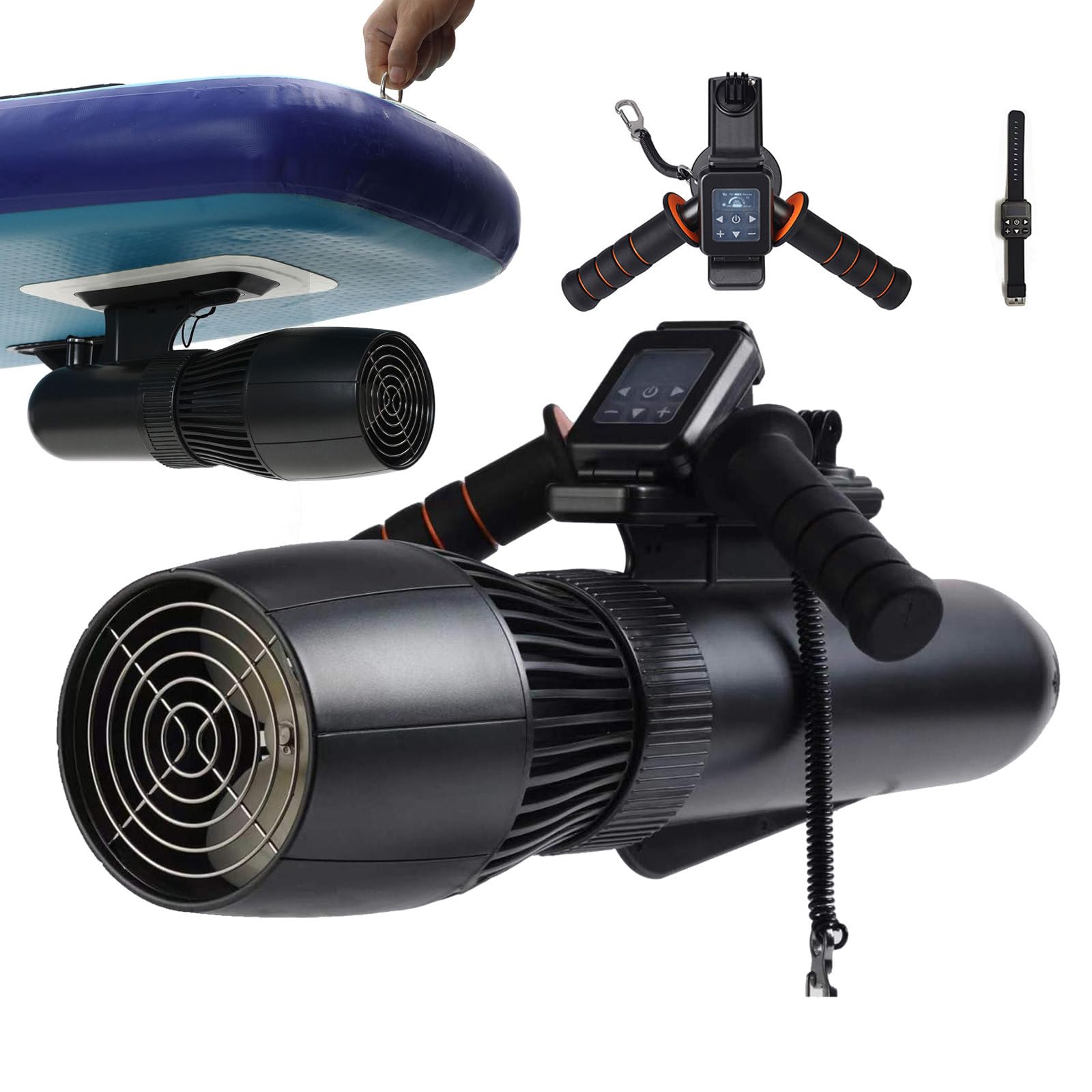 pedenencelia Underwater Pool Scooter, Underwater Booster, 500w, 40m Depth Swimming Pool Sea Scooter, with Removable Handle, Adjustable Speed, for
