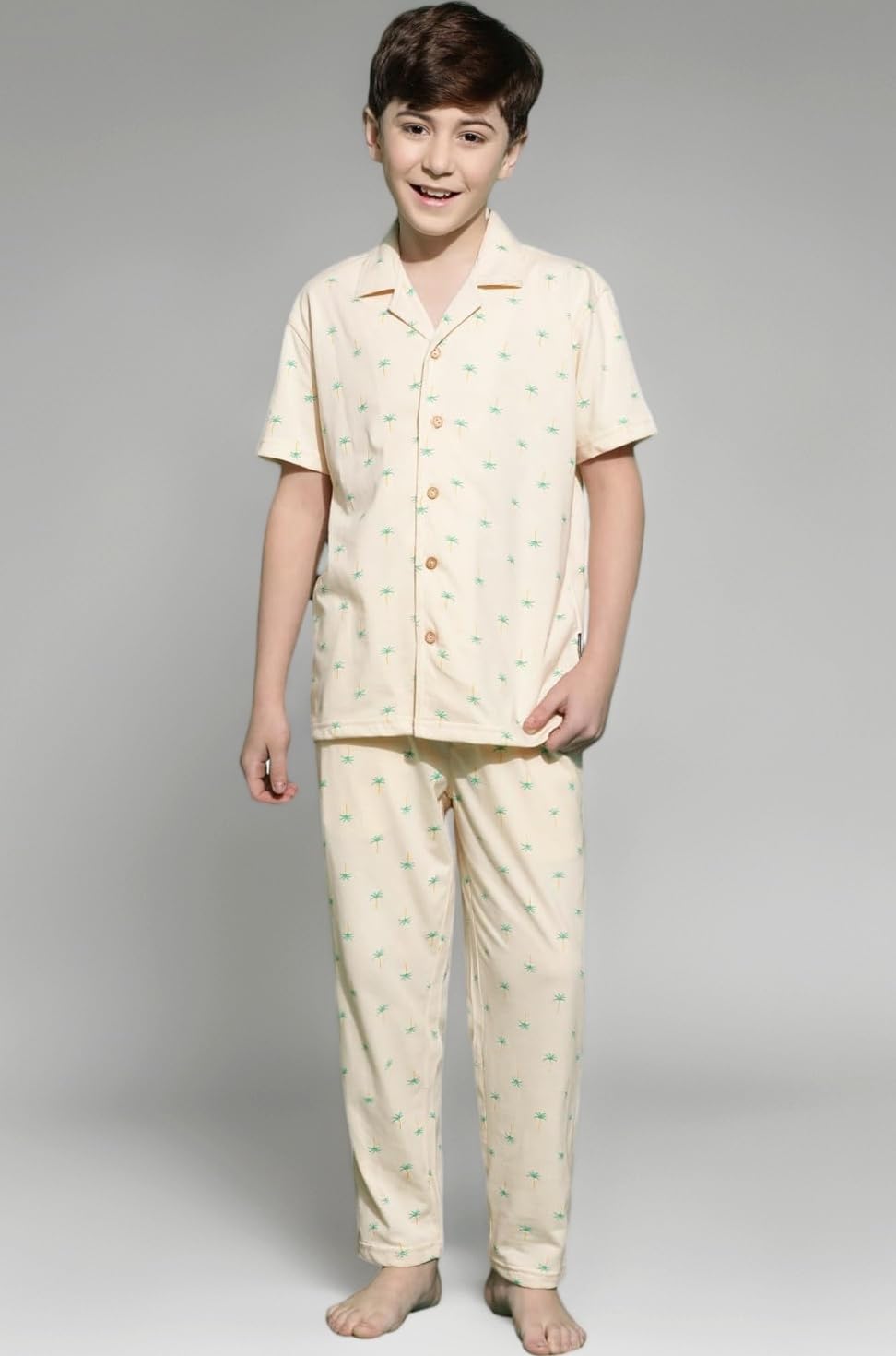 Liโl Tomatoes Boys 100% Cotton Night Suit | Summer Printed Shirt & Pyjama Set | Soft & Breathable Sleepwear | 9โ16 Years