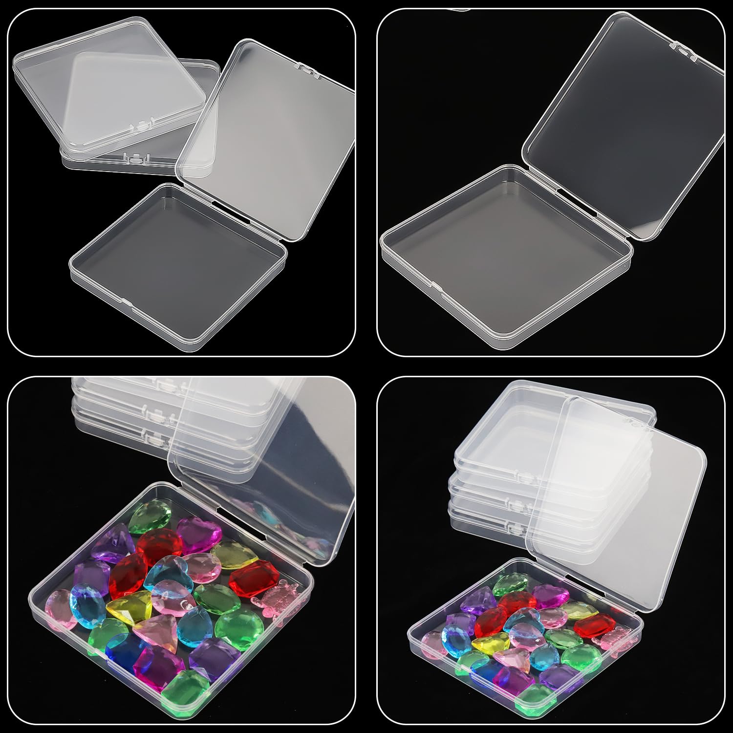 Prmape Pack of 10 Storage Boxes with Lid, Large, 10.5 x 10.5 x 1.8 cm, Rectangular Empty Mini Storage Box - Image 3