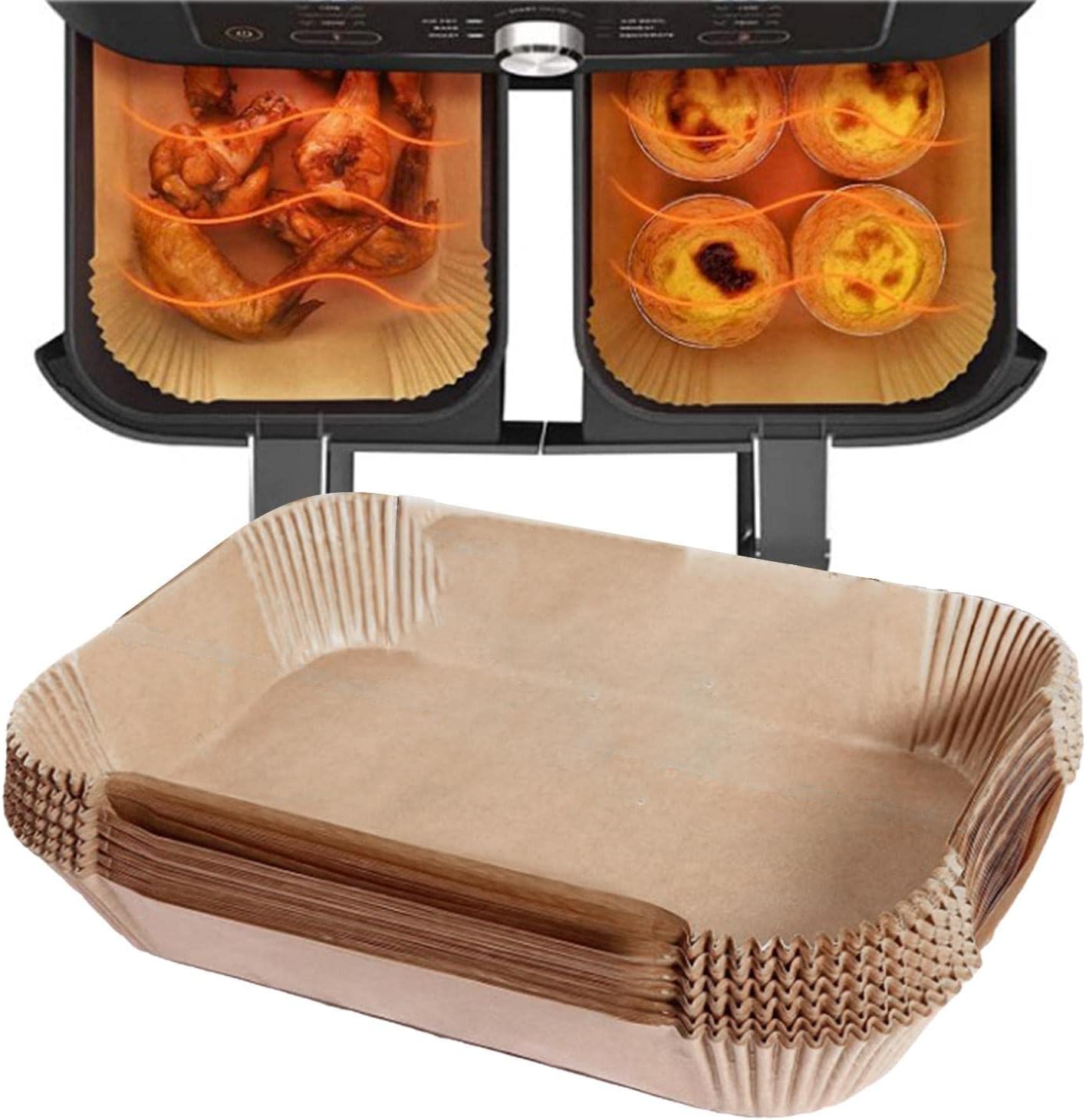 Amazon.co.jp エアフライヤーパーチメントペーパーライナー 100枚 ノンスティック 長方形 エアフライヤー ベーキングペーパー