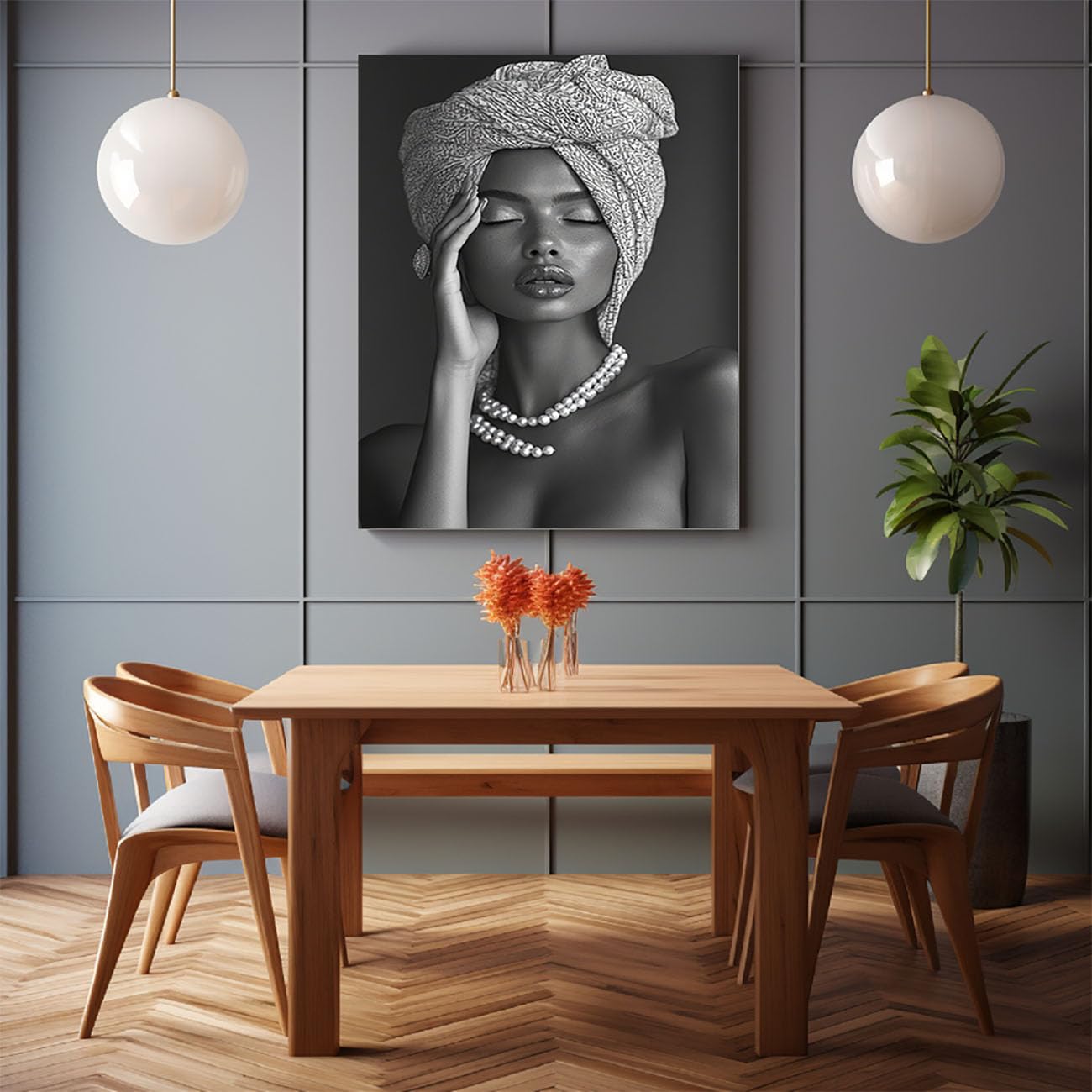 TODOAA Blanco Y Negro Abstracto Cuadros, Chica hermosa negra Decoracion Salon Modernos, Salón Comedor Oficina Pintura Lienzos decorativos Cuadros - 60x90cm Sin marco(Blanco)