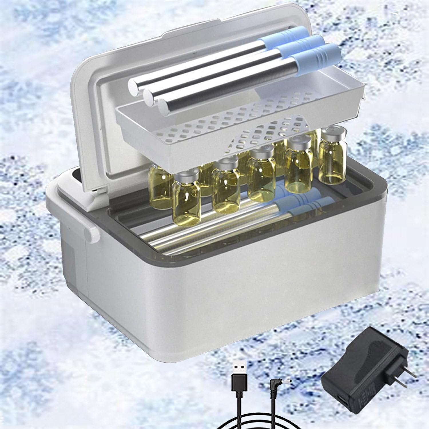 DARZYS Insulin Refrigerated, Insulin Cooler Box, Portable Medical Insulin Travel Cooler Rechargeable Mini Car Medicine Refrigerator for Storage Diabetic Medicine(4batteries)