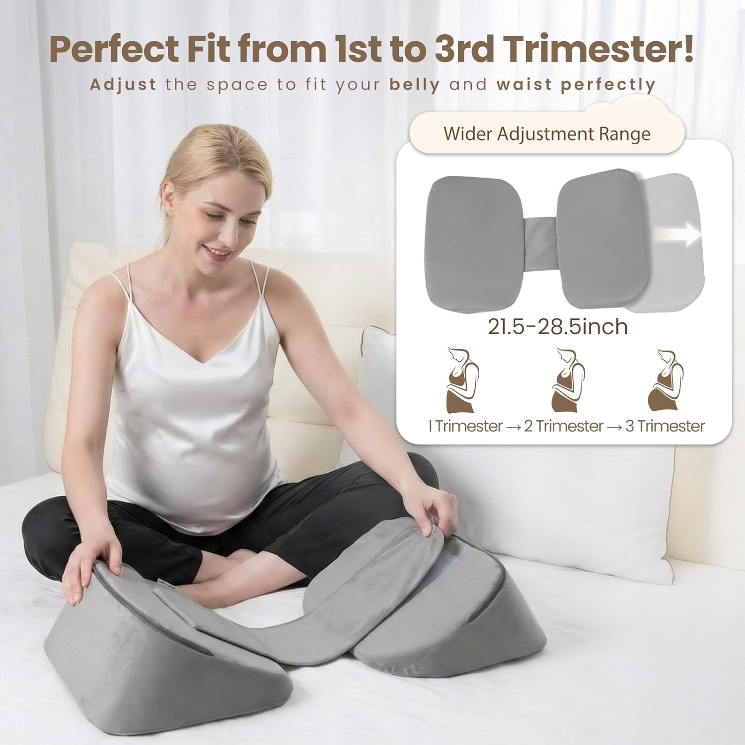 30°Adjustable Pregnancy Pillow – Portable Travel Maternity Pillow Wedge with Washable Cover, Relief Back, Belly & Hip Pressure, Ideal for Side Sleeping Pregnant Women - Image 5