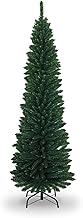 5Ft/1.5m Slim Christmas Tree Artificial Green Pencil Tree 290 Pointed Tips, Metal Stand, Holiday Home Decorations