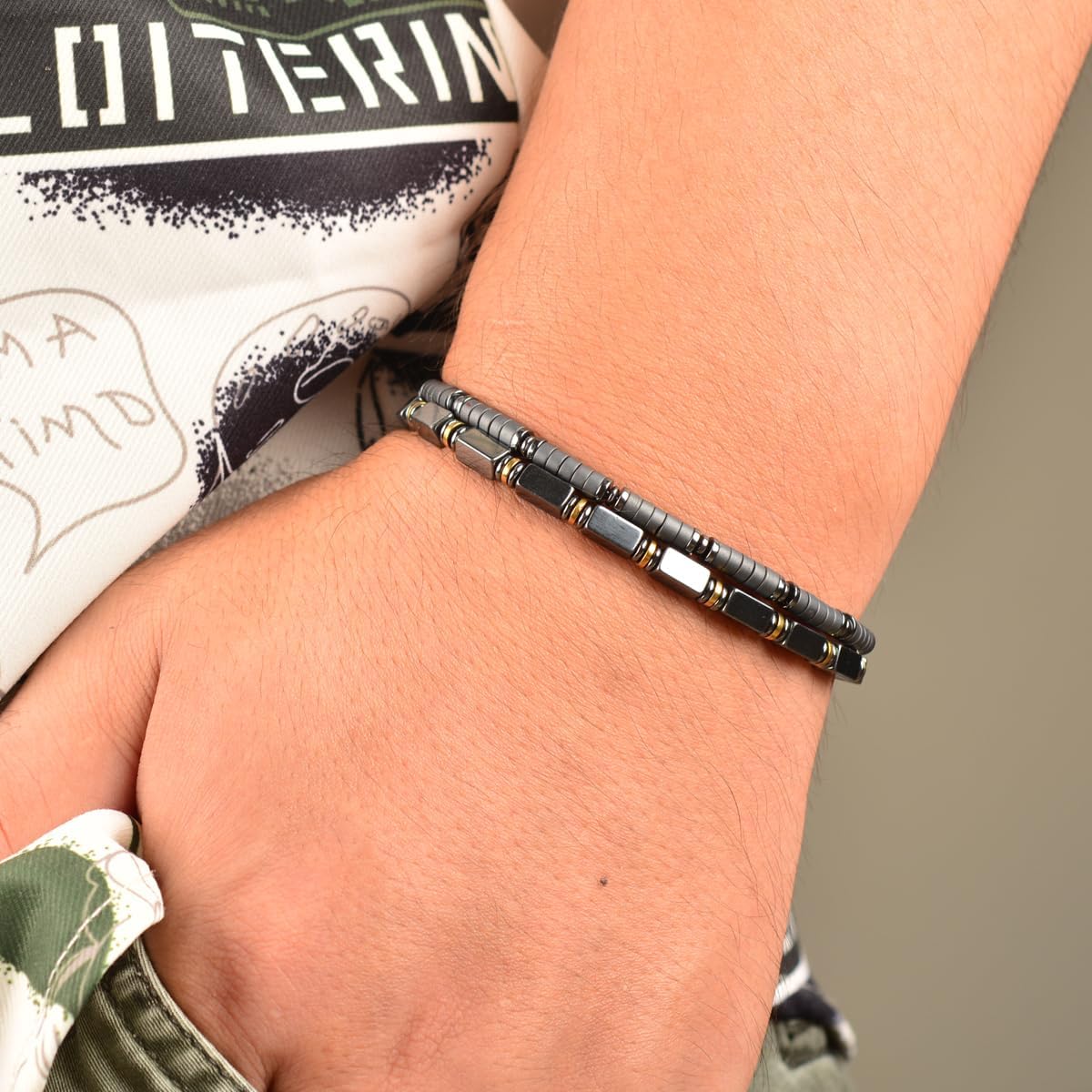 Handmade Stalwart Glow Hematite Mens Bracelet Dual-Clasp Adjustable Design for Effortless One-Handed Wear Enhances Resilience Mens Jewelry Ideal Gift for Yourself Friends or Father - Image 8