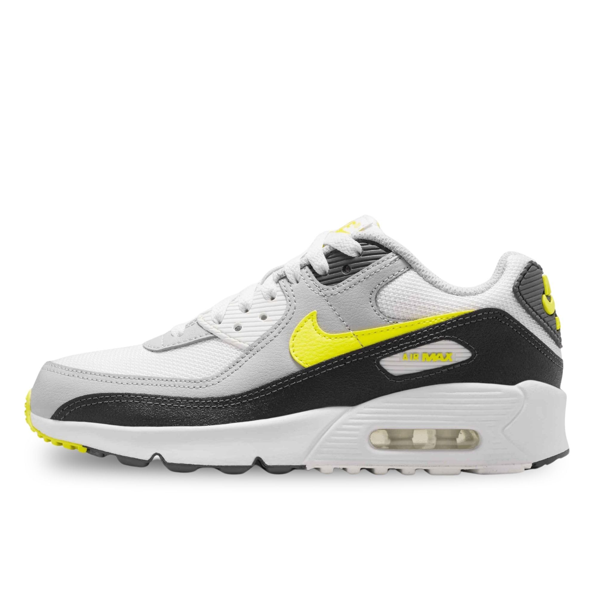 NIKE Air Max 90 (GS) Sneakers Junior Ragazzi, Bianco/Grigio/Giallo - IQ0098-100