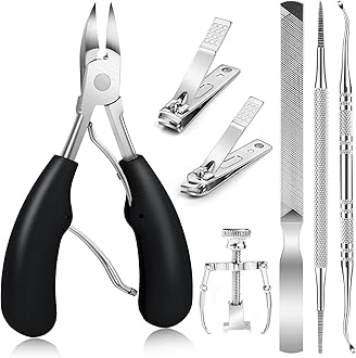 Ingrown Toenail Tool (7PCS) Toenail Clippers Ingrown Toenail Treatment Pedicure Tools Professional Tool Set for Ingrown & Thick Nail Stainless Steel Ingrown Toenail Tool