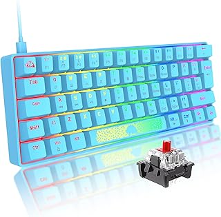 Portable 60% Mechanical Gaming Keyboard Type C Wired 62 Keys LED USB Waterproof Mini Keyboard 20 Chroma RGB Backlight Anti-ghosting Keys+Extra Keycaps for Computer/PC/Laptop/MAC…