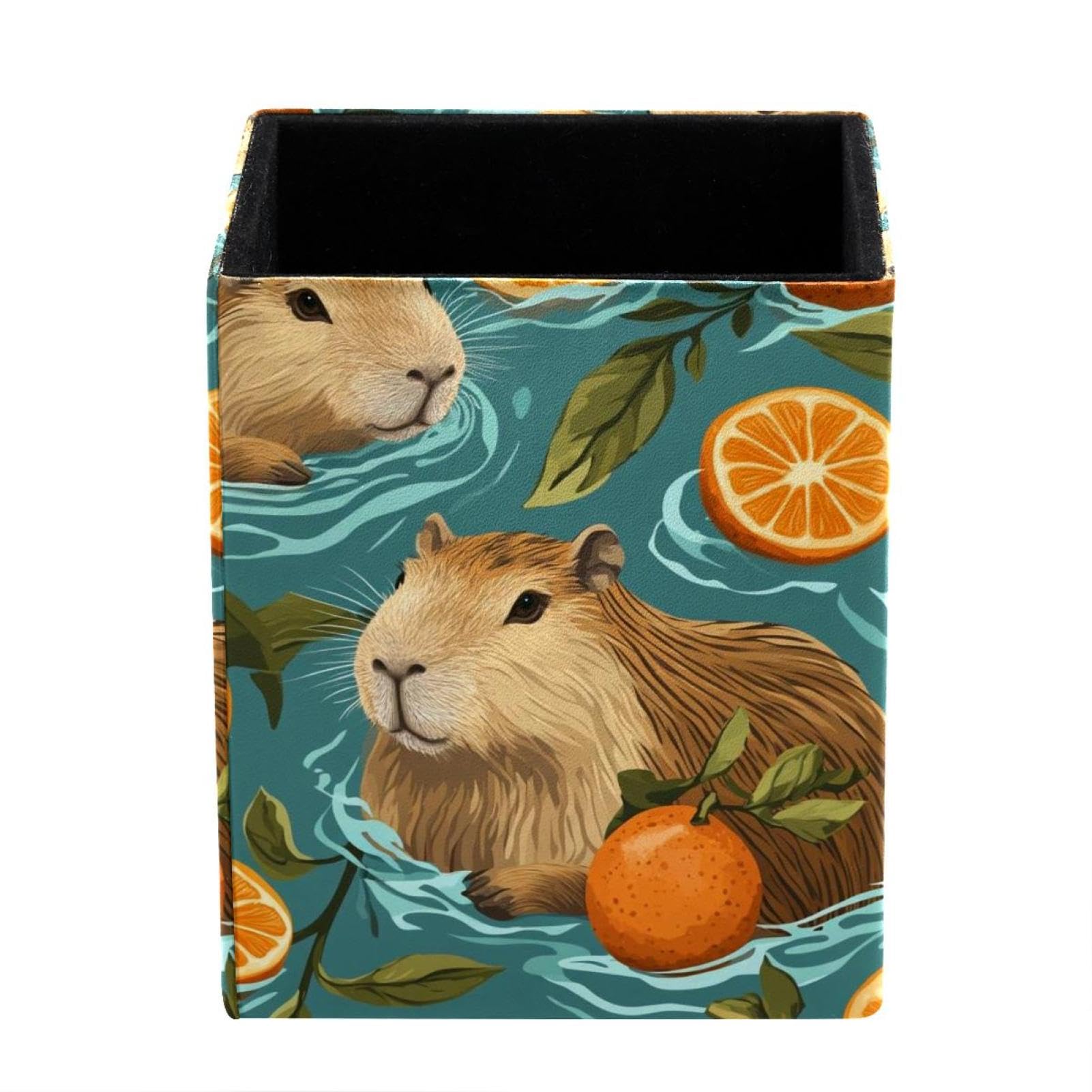 sanfly fish Cartoon capybara Desktop Storage Box Pencil Holder, Stationeries and Desk Supplies Organizer for Home, Office & School