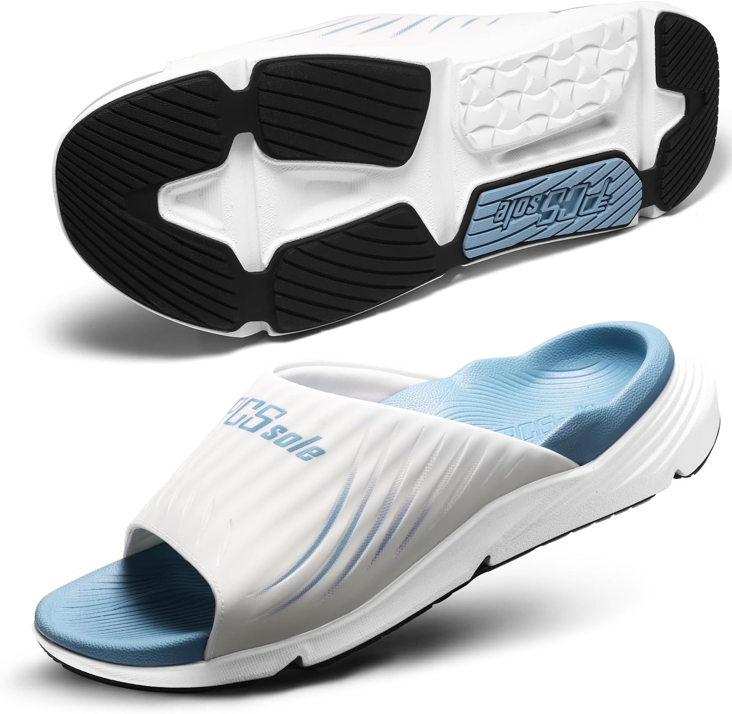 PCSsole Women's Recovery Sandals with High Arch Support – Orthotic Sport Slides with Cushion Sole, Open Toe Comfort Slippers for Plantar Fasciitis, Flat Feet & Heel Pain