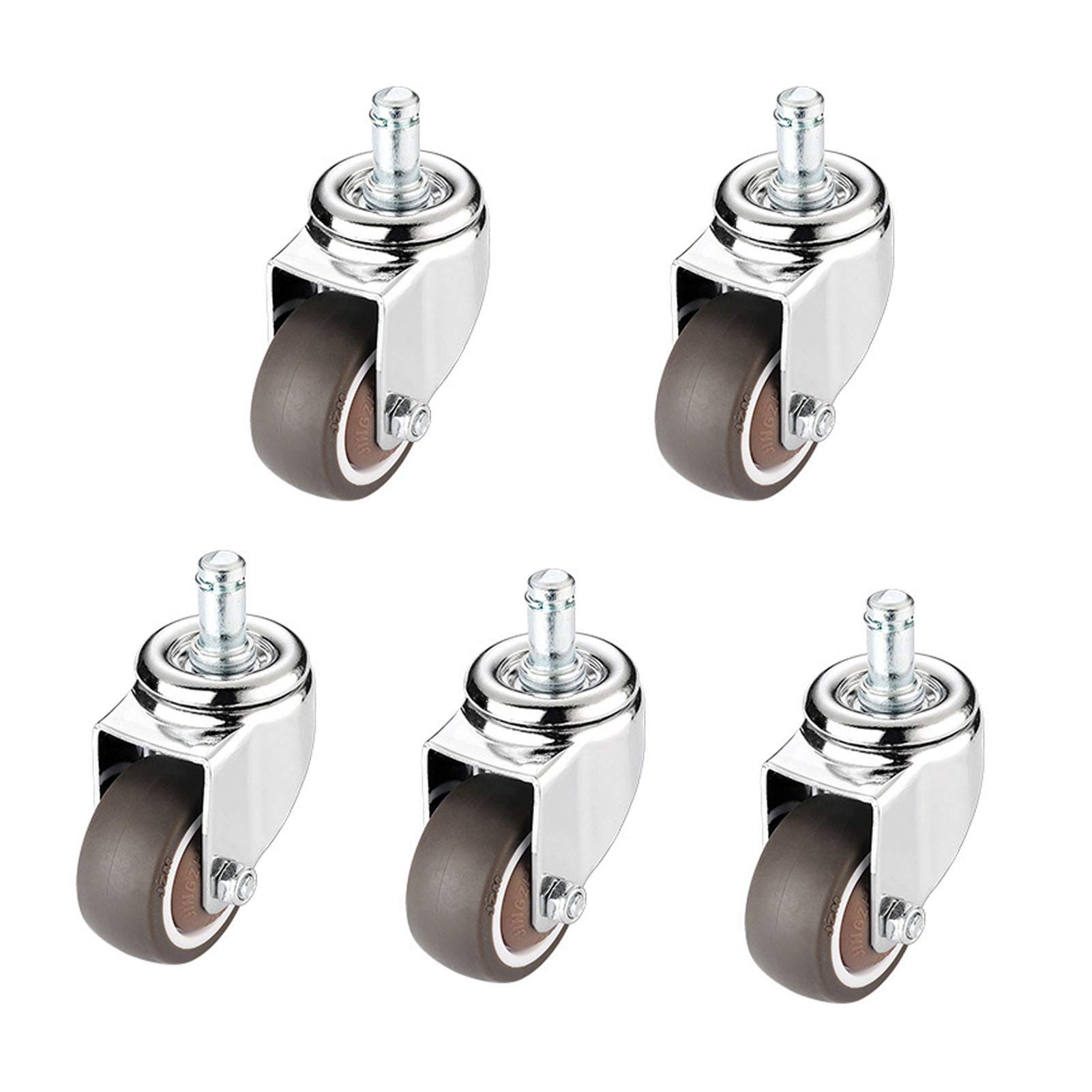 Roulettes pivotantes en caoutchouc avec fixation circlip pour meuble et chariot