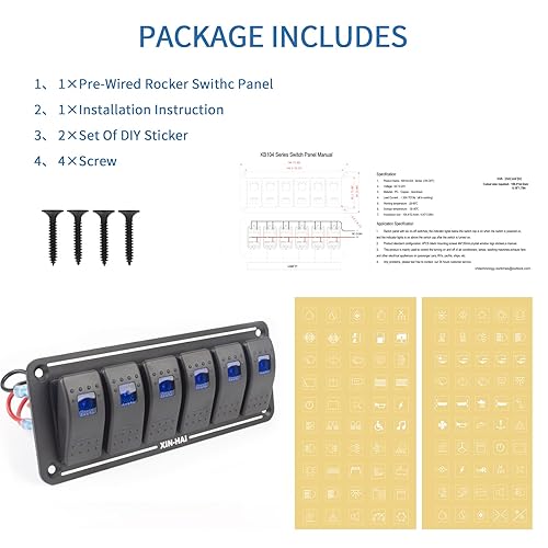 Miniatura 8 de Panel de interruptor de palanca de aluminio impermeable de 6 cuadras, panel de interruptor basculante de 12 V24 V, interruptor de encendido y