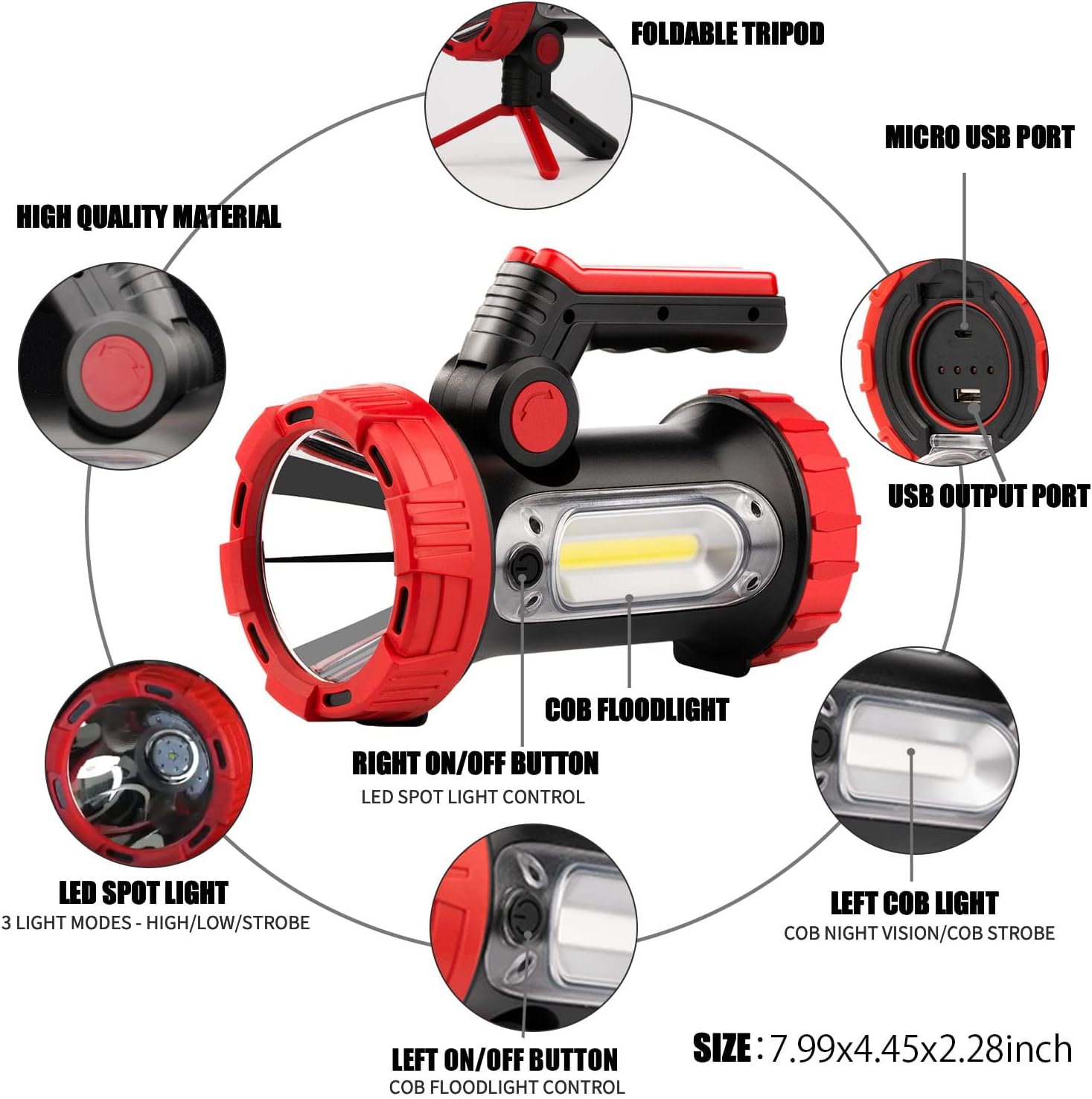 Anhay Rechargeable LED Camping Lantern, Dimmable Lantern Flashlight with Hook, Waterproof Spotlight for Hurricane Emergency, Outdoor, Hiking and Home, USB Cable Included