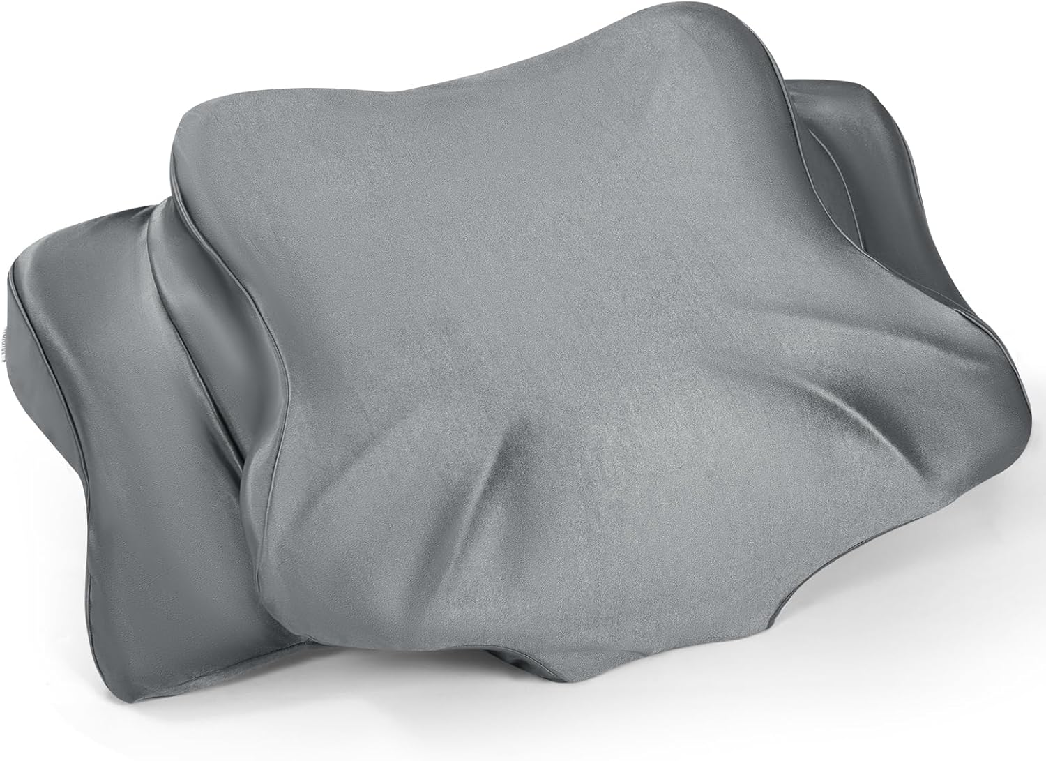 Set of 2 Thickened Satin Pillowcase, Elastic 16 * 24In Pillow Cover for Cervical Pillow or Memory Foam Pillows, Smooth & Soft Hair and Skin Friendly, Queen Size with Zipper Dark Grey