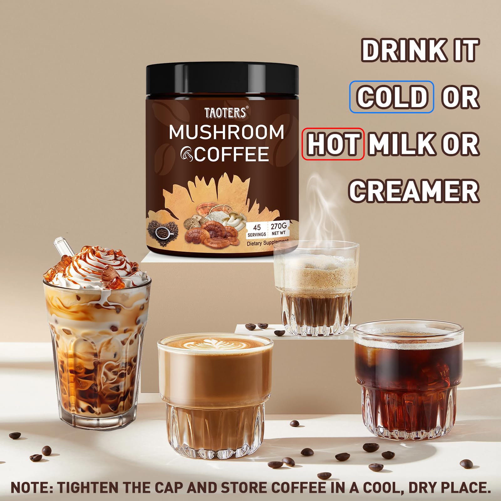 Mushroom Coffee | Enhanced Focus, Boosted Immunity, Improved Energy | 6 Adaptogenic Mushrooms: Cordyceps, Reishi, King Trumpet, Shiitake, Lion's Mane & Turkey Tail | 45 Servings — Amazon image 6