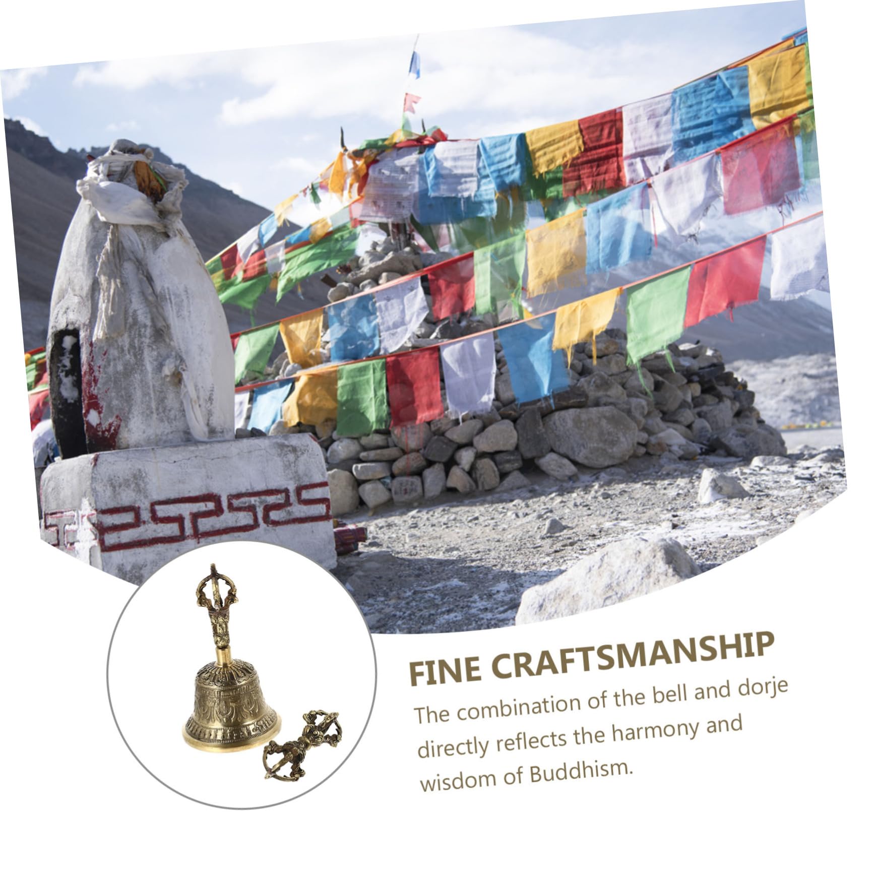 ibasenice 1set Campana Tibetana Rame Portatile Con Dorje Per Cerimonie Buddiste e Meditazione Suono Intenso e Design Ergonomico Di Accessorio Essenziale Per Pratiche Spirituali