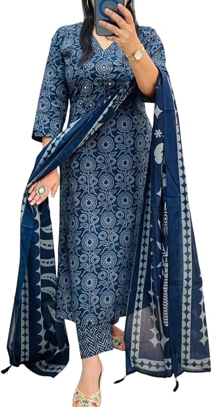 W Powder Pink Floral Print Straight Kurta Set