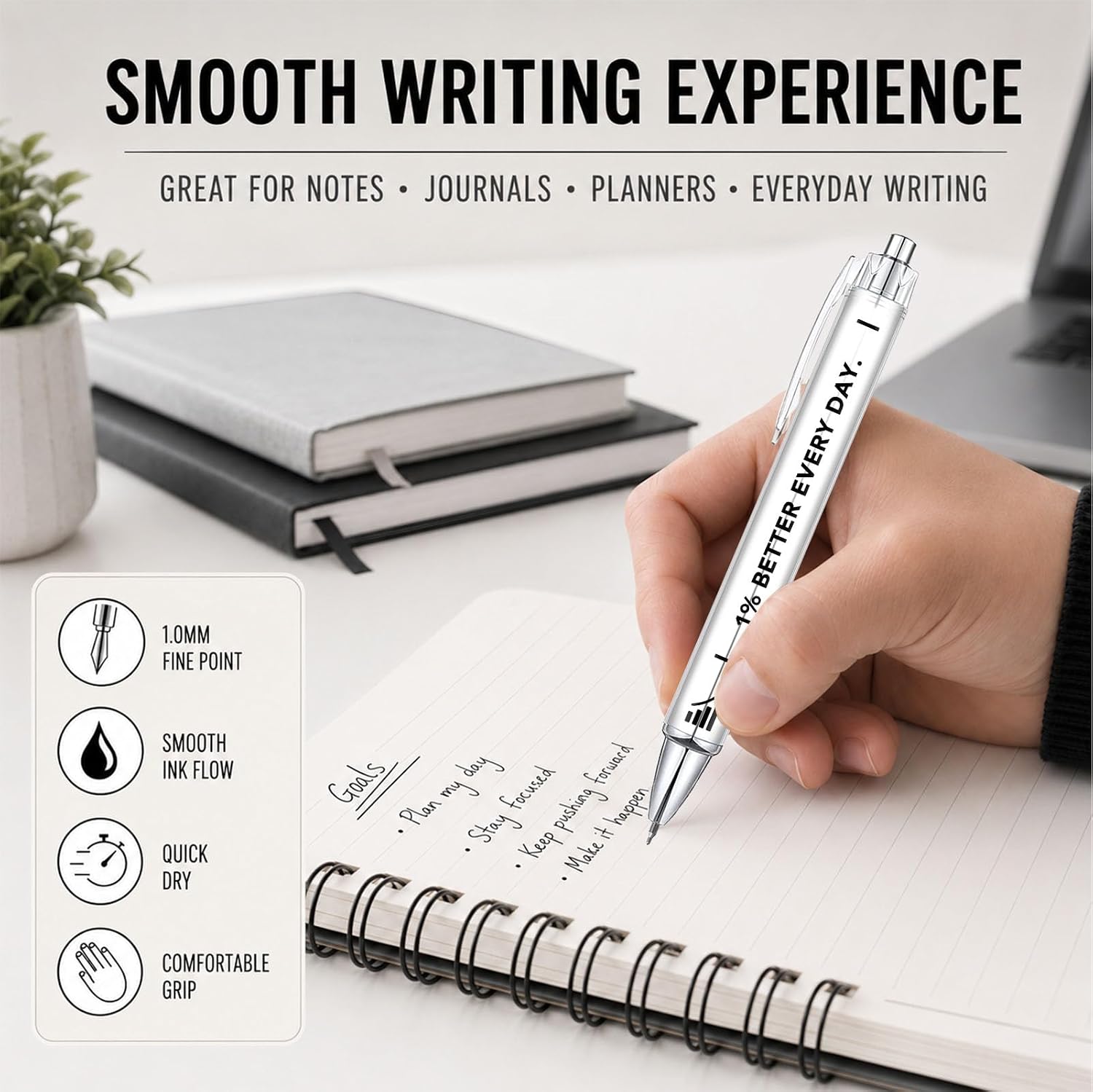 6 Pc Inspirational Pen Set for Daily Motivation – Positive Mindset Writing Pens for Office, Journaling, Goal Planning, Coworker Gifts, Students & Personal Growth with Encouraging Quotes image 3