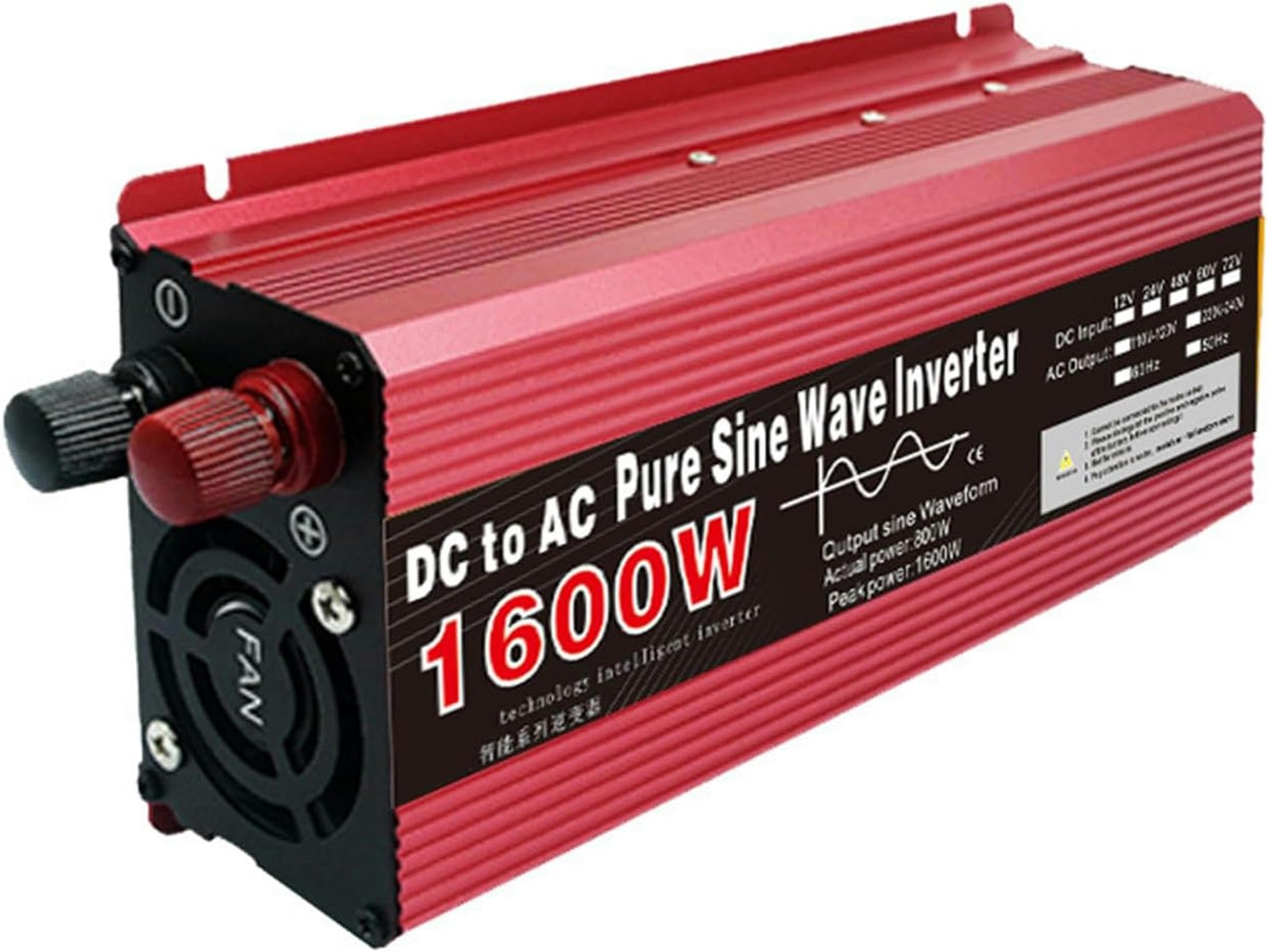 Inversor de onda sinusoidal pura 1600W 12V 24V DC a 120V 230V AC para kit solar aislado