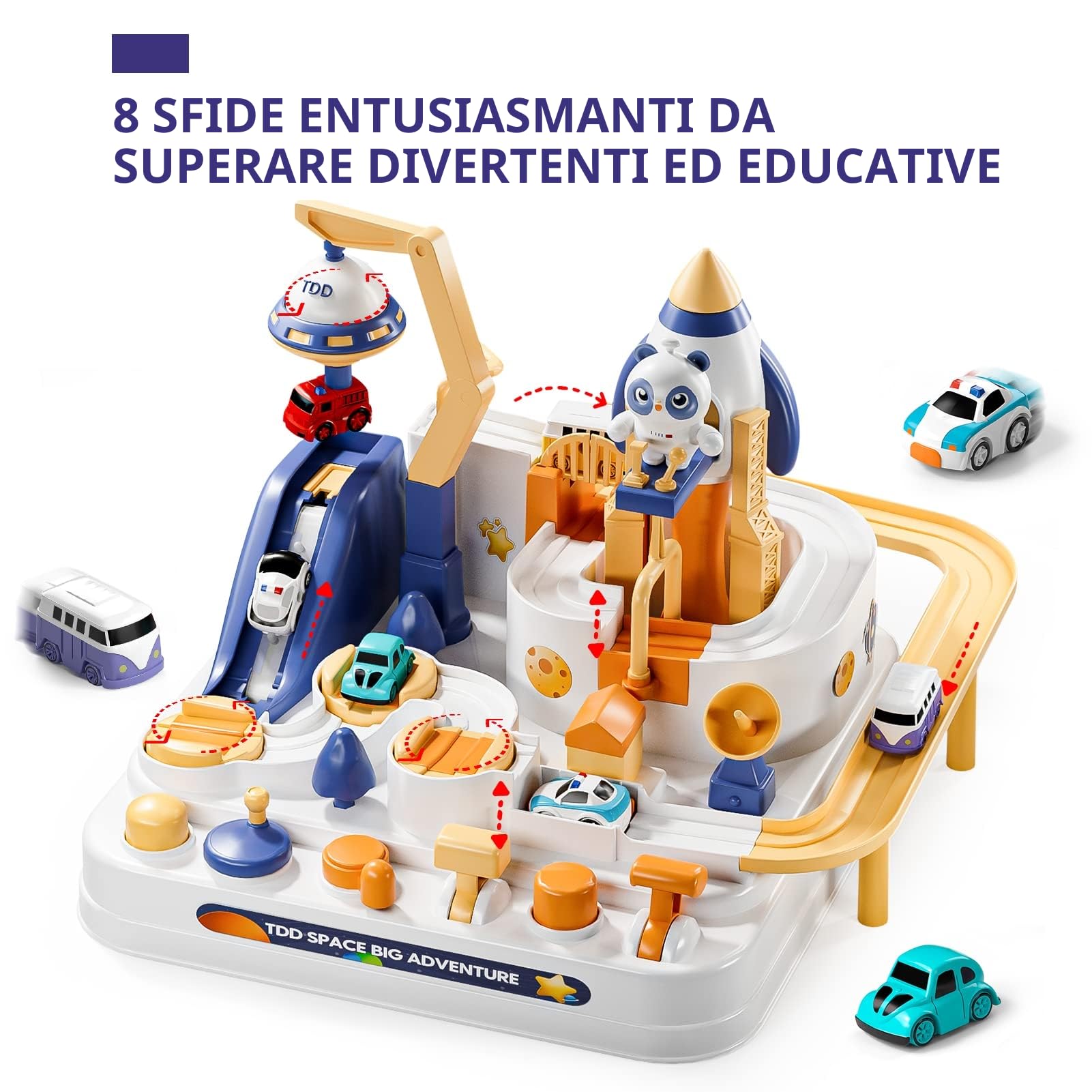 Pista Macchinine Giochi Bambini 3 Anni,Giocattoli per Pista da Corsa con 6 Autos,Gioco di Avventura,Regalo Giocattoli Educativo per Bambini Ragazzi Ragazze