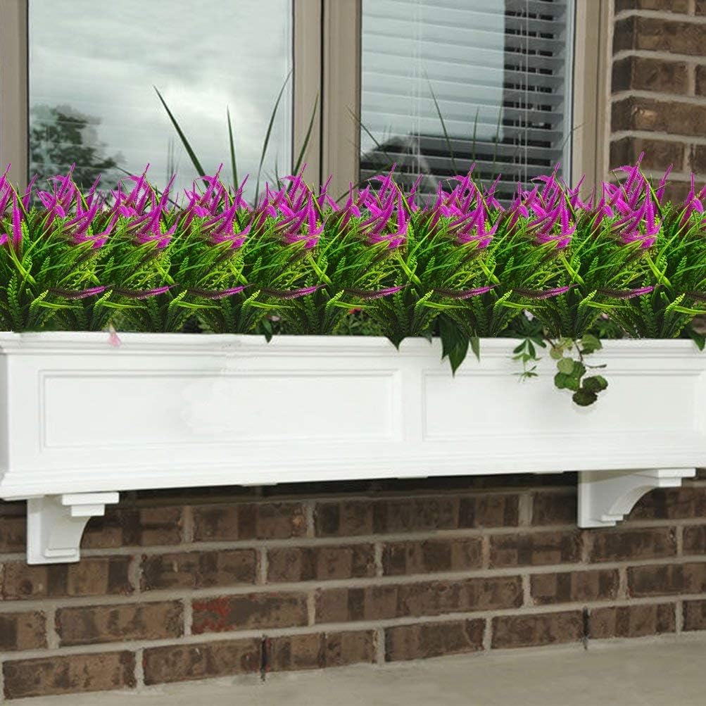 8pcs Outdoors Artificial Flowers Plants Faux Plastic Plant Artificial Fake Flower UV Resistant Plants for Window Garden Patio Hanging Planter Pathway Front Porch Home Decor(8, Red)