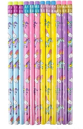 Yeegfeyv - 24 lápices de unicornio, ideales para aulas, suministros escolares y recuerdos de fiesta