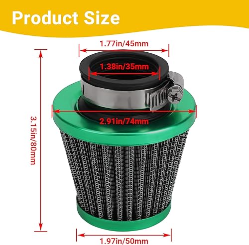 Vista 35 de HIAORS Filtro de aire de 1.378 in compatible con Motovox MVX70 MVX70CC MVX110 Mini Dirt Bike 50cc 70cc 80cc 90cc 110cc 125cc Taotao Sunl Baja Roketa