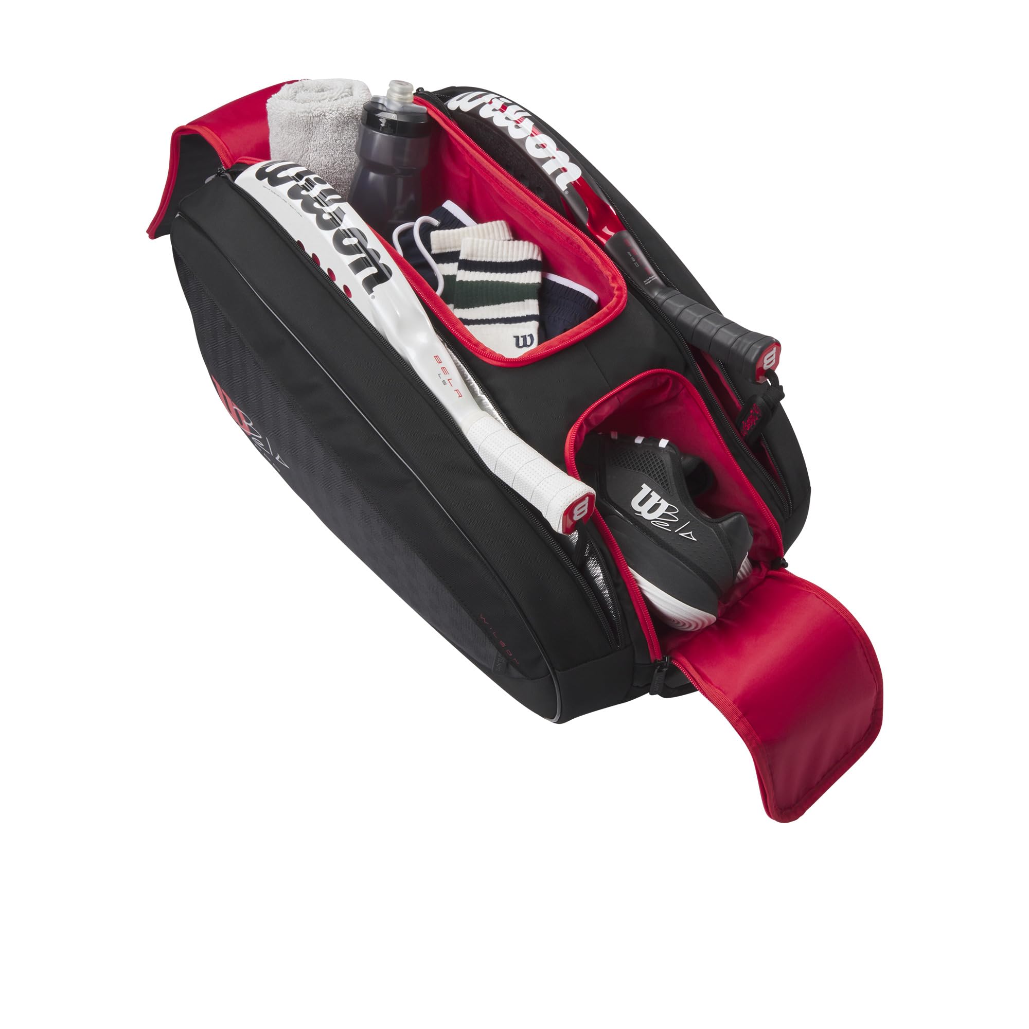 WILSON Bela Super Tour Padel Bag - czarny/czerwony, mieści do 4 wioseł