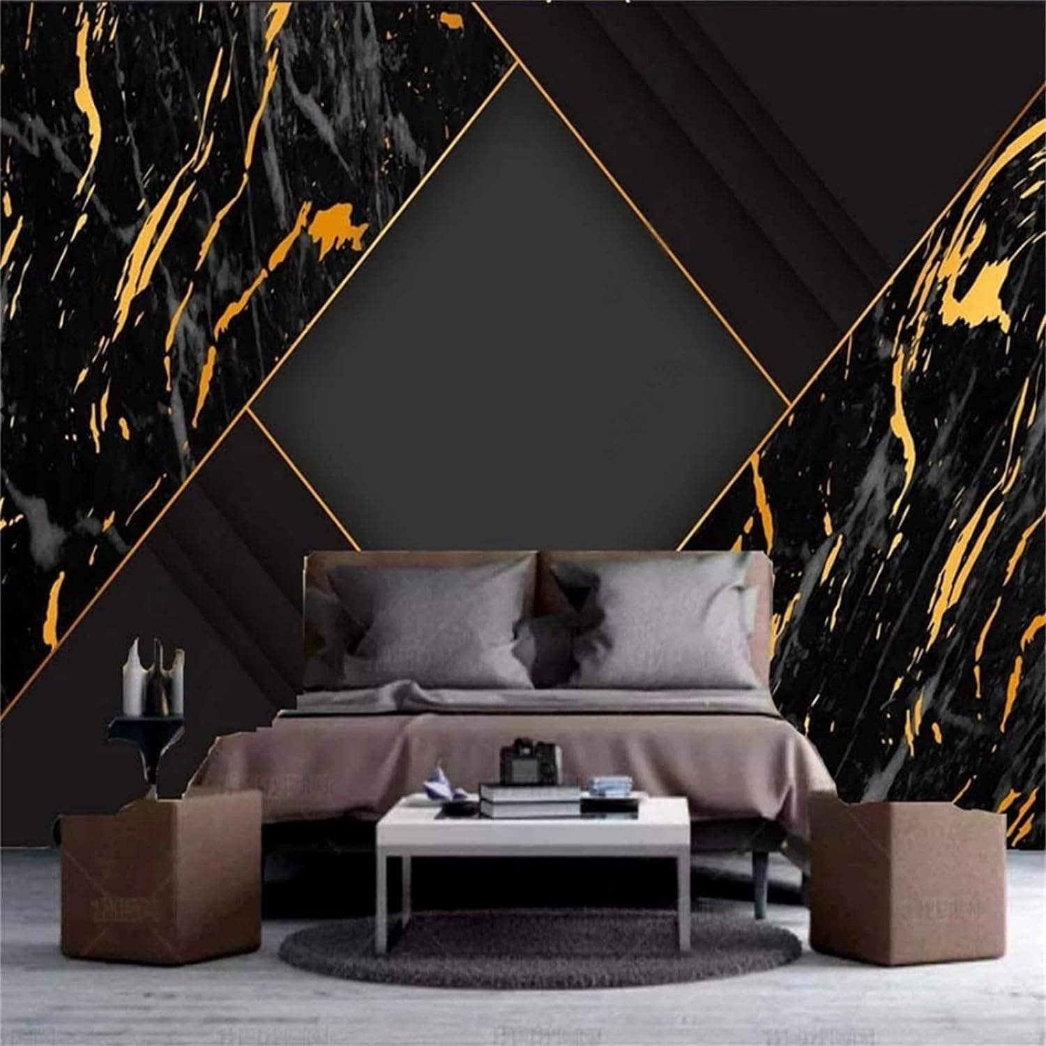 Papier Peint Géométrique Mural Fini les Murs Ternes Salon Chambre