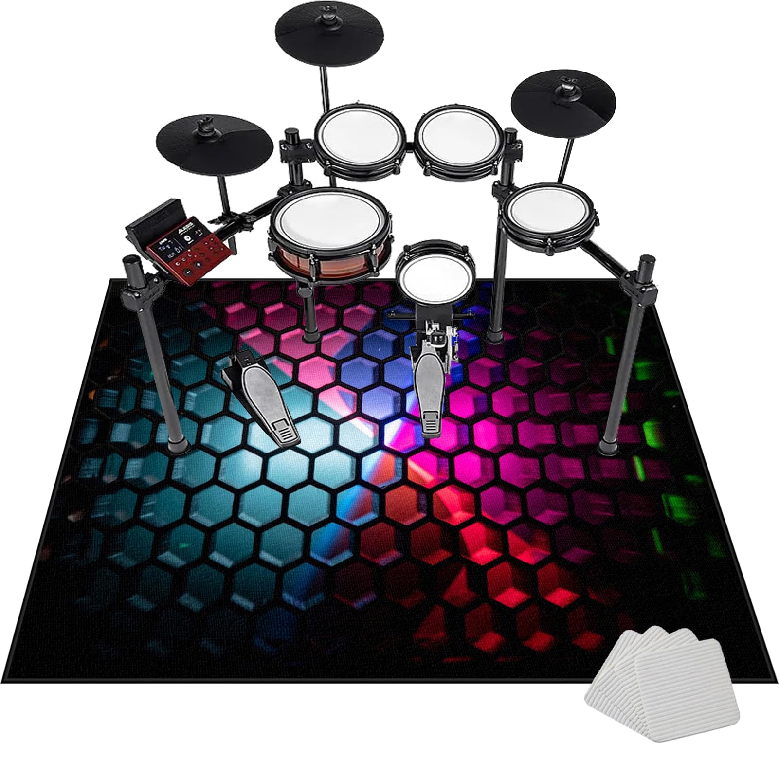 140 x 120 cm Trommel Teppiche Drum Teppich | Schallschutz Teppichmatte | Drum Rug rutschfeste Drum Matte für Akustik Schlagzeug Drum Kits Bass Drum Elektronisch Snare Klavier Musikinstrumente Teppich