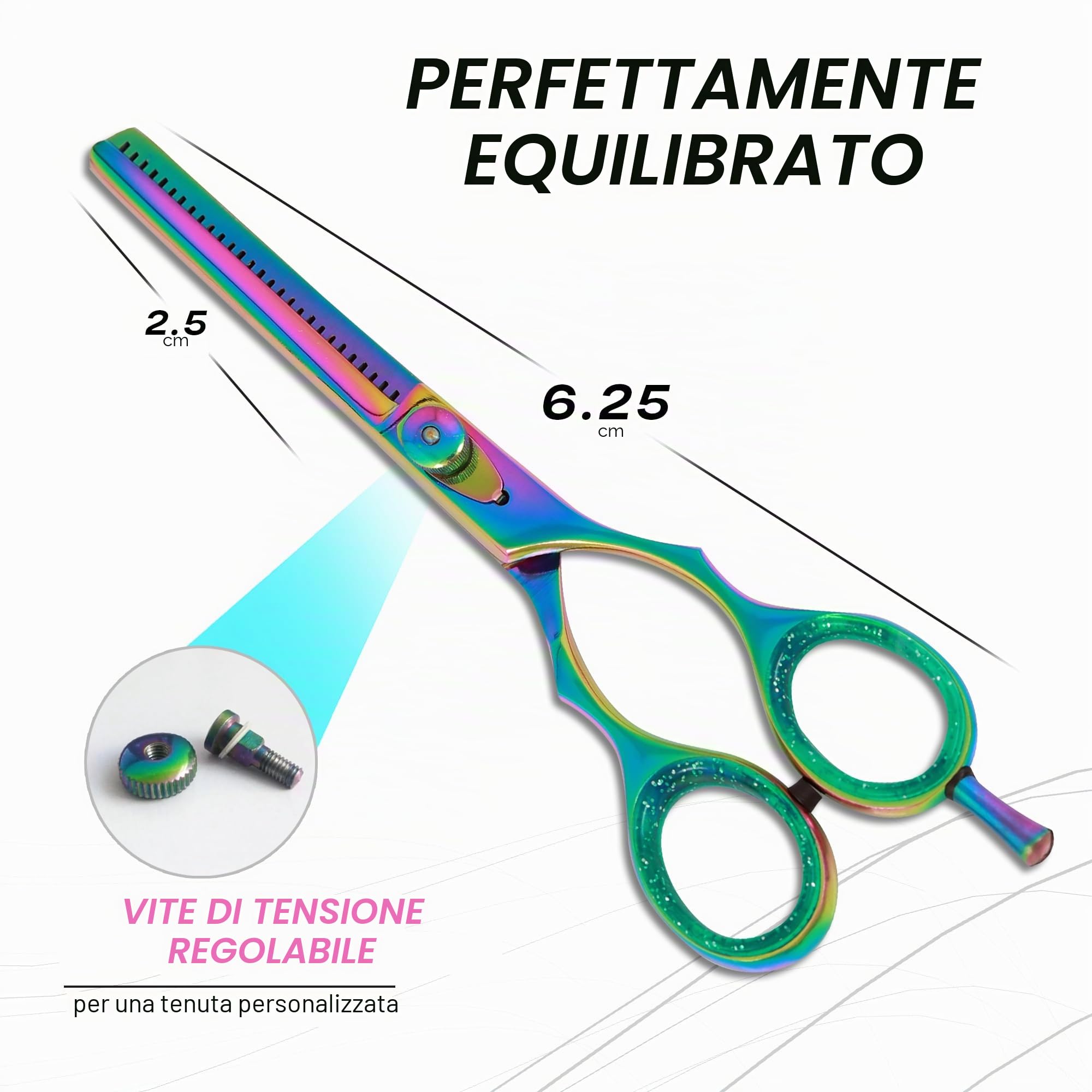 Forbici professionali per parrucchiere, per sfoltire i capelli, forbici da barbiere, parrucchiere, estetista, parrucchiere (titanio, 14 cm)