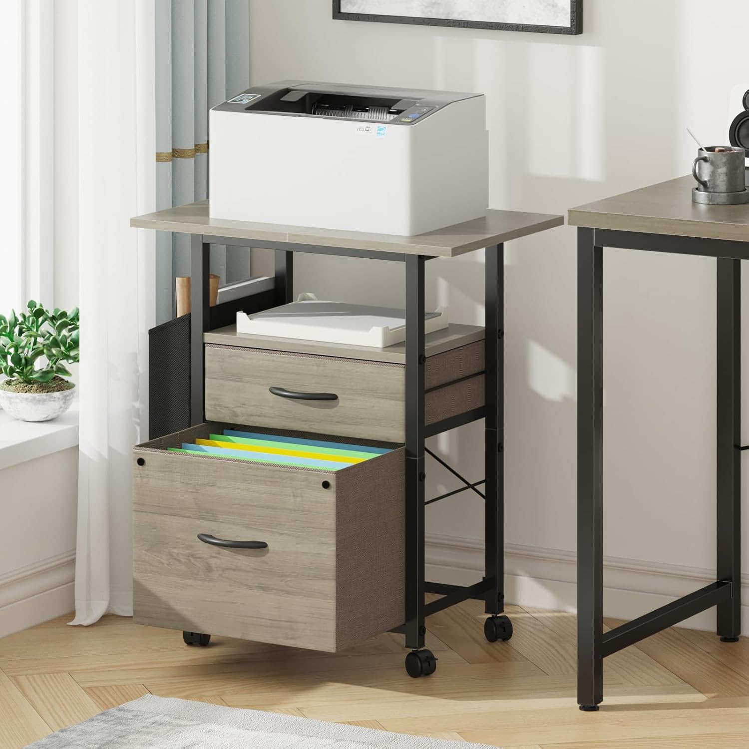 GYIIYUO 2 Fabric Drawer File Cabinet with 24'' Tabletop