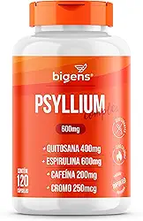 Psyllium Complex Bigens, Fibras + Quitosana + Espirulina + Cafeína Anidra + Cromo, 120 Caps, Bigens