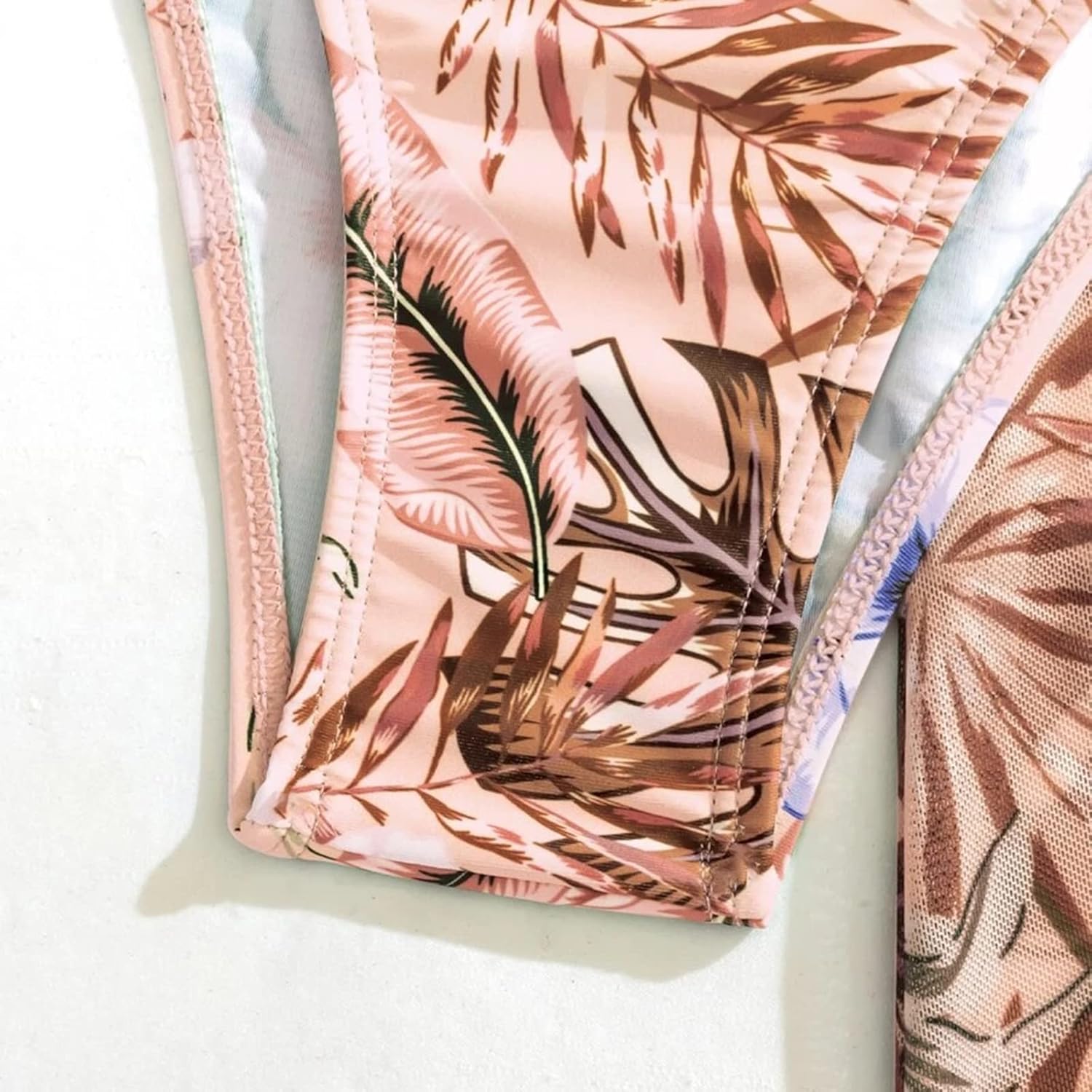 3 Piece Women's Swimsuit, Sexy Floral Printed Push Up Bikini Set with Kimono Cover Ups, High Waist Beach Wear (as1, Alpha, l, Regular, Regular, Light Pink)