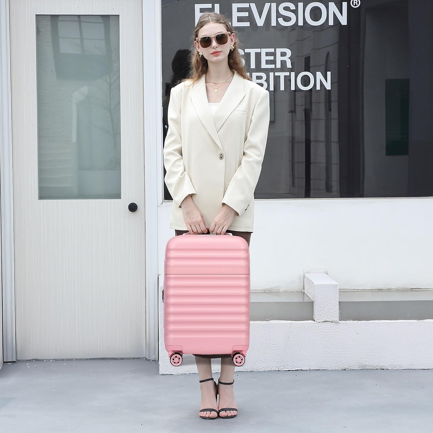 Kono Airline Approved Carry On Luggage, 22x14x9 inches, with TSA Lock, 20 Inch Expandable Lightweight Hardshell Suitcase (Pink, Suitable for 1-3 Days of Travel) - Image 2