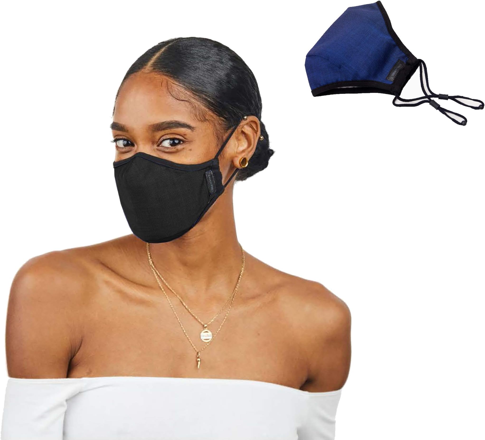 Damon 3D Advanced PM0.1 Filtration Face Mask with Silvadur, Navy, Adult X Large