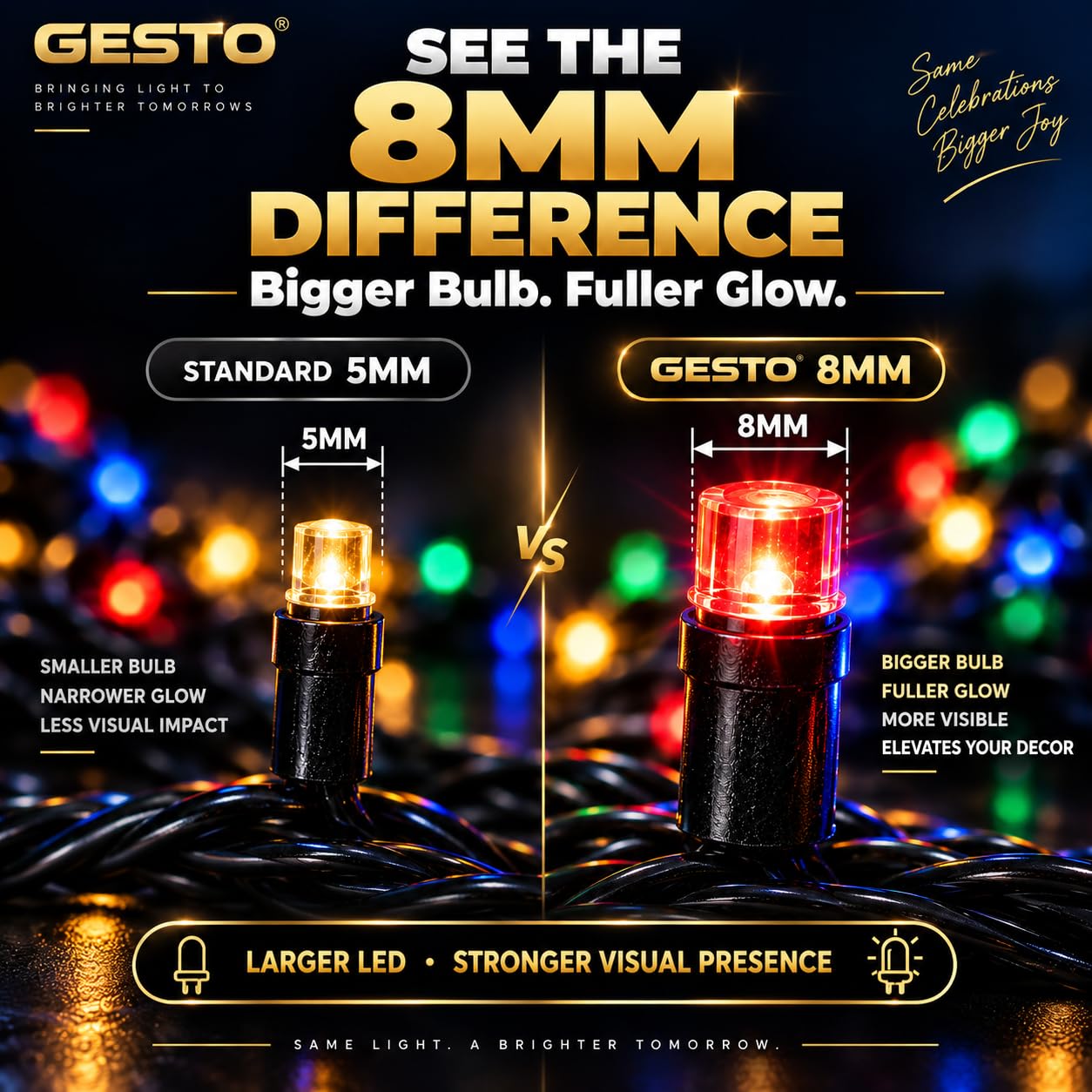 Gesto 55m LED String Lights - Multicolor & 8 Modes -3