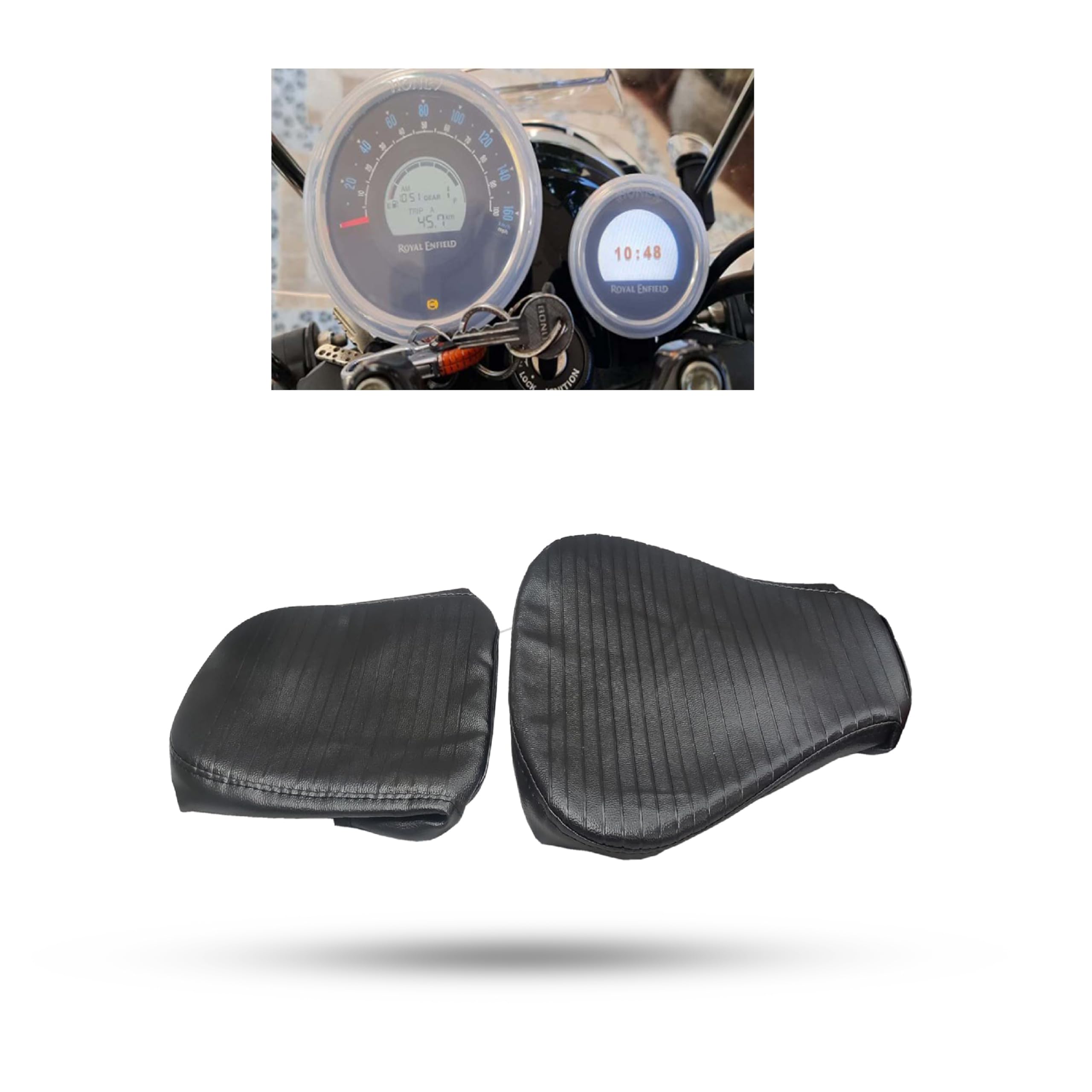 R.J.VON - Rexine Soft Seat Cover Waterproof with Meter Cap for RE Meteor 350-image-31